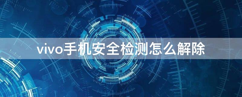 vivo手机安全检测怎么解除（vivo手机的安全检测怎么取消）