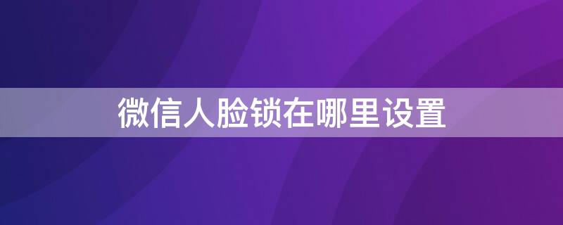 微信人脸锁在哪里设置 微信人脸锁在哪里设置的