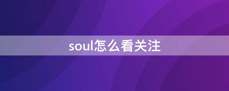 soul怎么看关注 soul怎么看关注的人在不在线