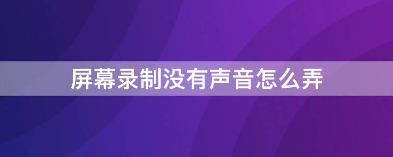 屏幕录制没有声音怎么弄（手机屏幕录制没有声音怎么弄）