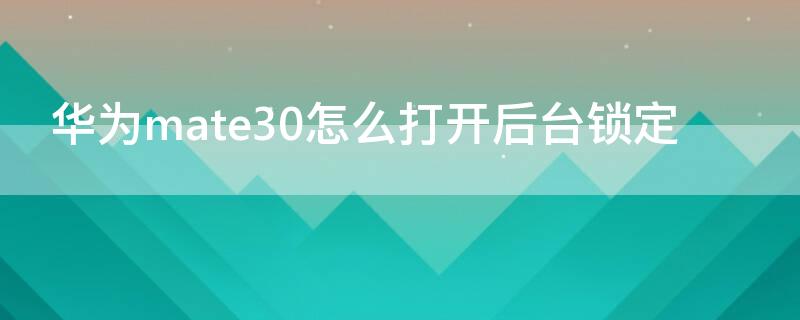 华为mate30怎么打开后台锁定 华为mate30应用锁定在哪里设置