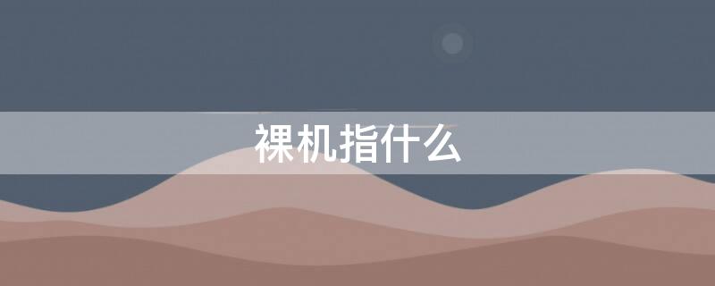 裸机指什么（裸机通常指）