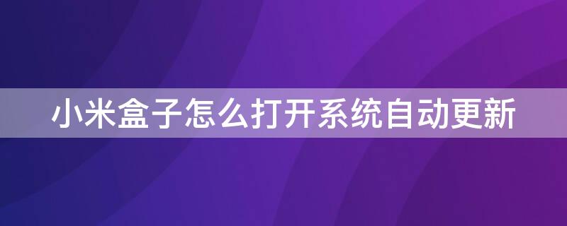 小米盒子怎么打开系统自动更新 小米盒子怎么打开系统自动更新软件