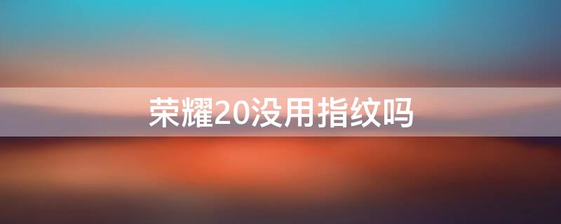 荣耀20没用指纹吗（荣耀20没用指纹吗为什么）