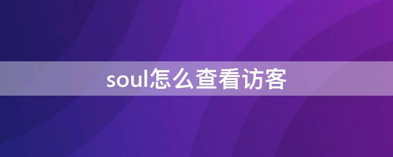 soul怎么查看访客（soul怎么查看访客名字）