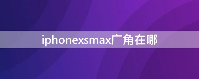 iPhonexsmax广角在哪（iPhonexsmax有没有广角）