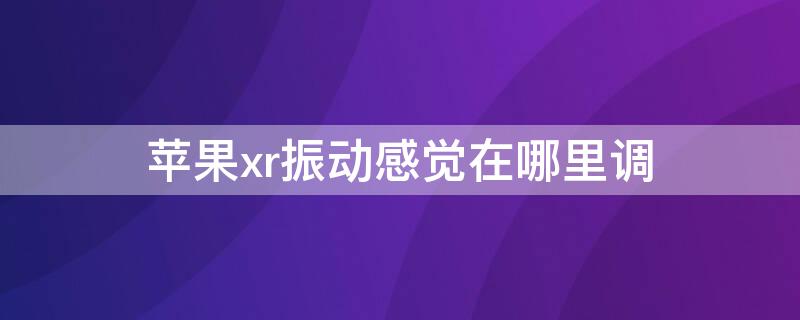 iPhonexr振动感觉在哪里调 iphone xr振动在哪里