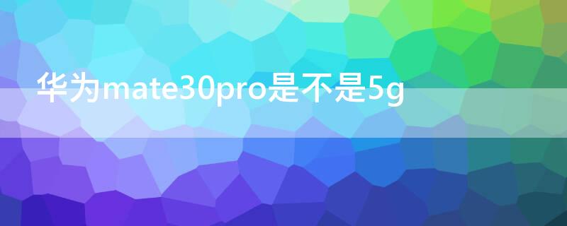 华为mate30pro是不是5g