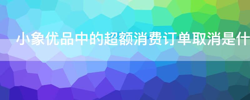 小象优品中的超额消费订单取消是什么意思