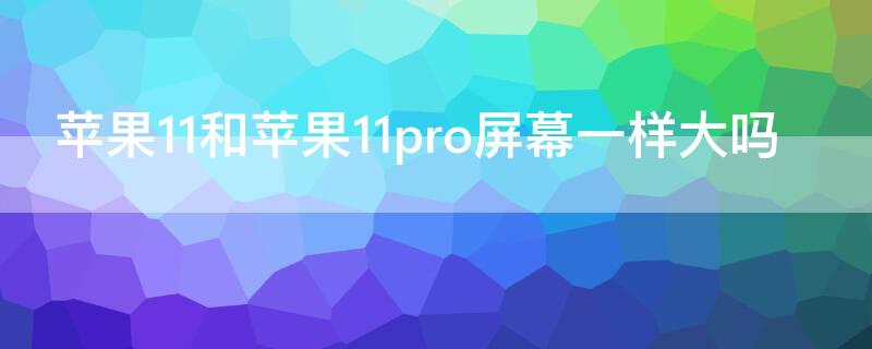 iPhone11和iPhone11pro屏幕一样大吗（iphone11和iphone11pro屏幕尺寸一样大吗）