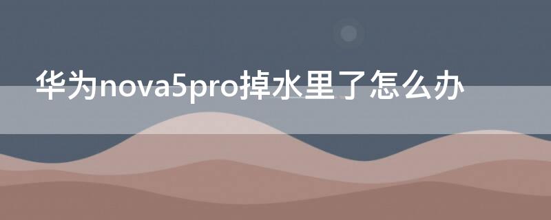 华为nova5pro掉水里了怎么办 华为nova5i掉水里了怎么办