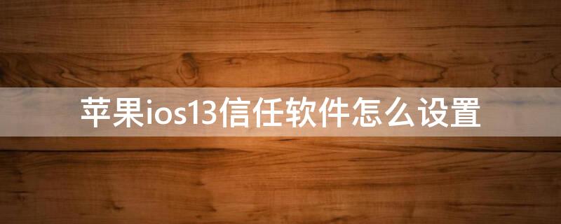 iPhoneios13信任软件怎么设置（iphone13信任app怎么设置）