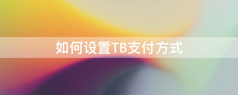 如何设置TB支付方式