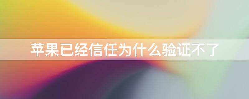 iPhone已经信任为什么验证不了 iphone 不能验证信任了