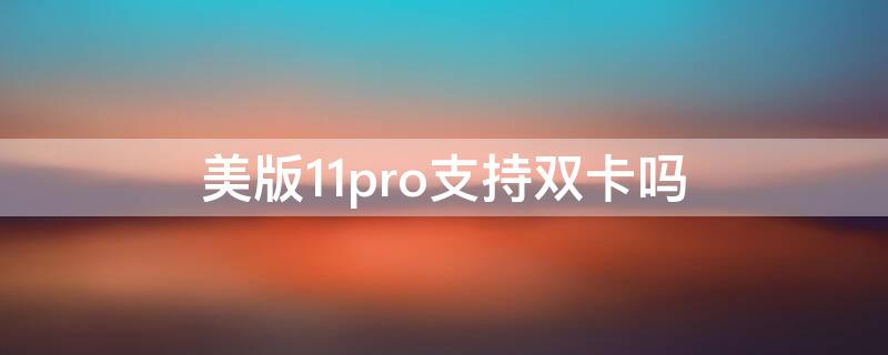 美版11pro支持双卡吗（11pro美版是双卡吗）