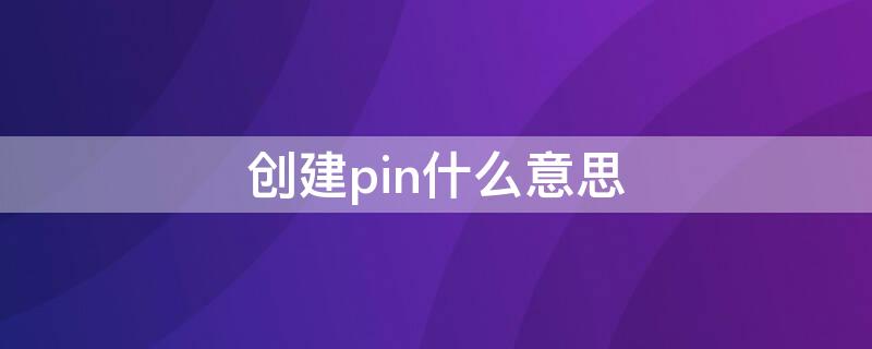 创建pin什么意思（创建pin是干嘛的）