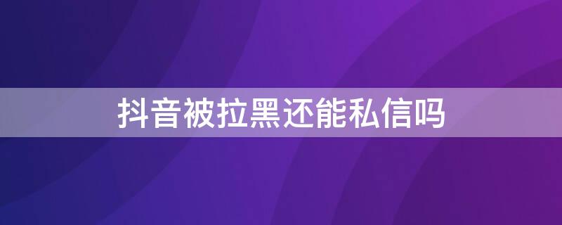 抖音被拉黑还能私信吗（抖音被拉黑还能私信对方吗）