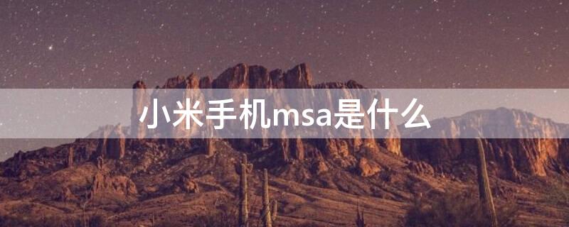 小米手机msa是什么 小米手机Msa是什么软件