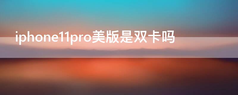 iPhone11pro美版是双卡吗 苹果11pro美版是不是双卡双待