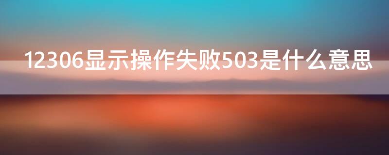 12306显示操作失败503是什么意思 12306显示操作失败-1005怎么解决