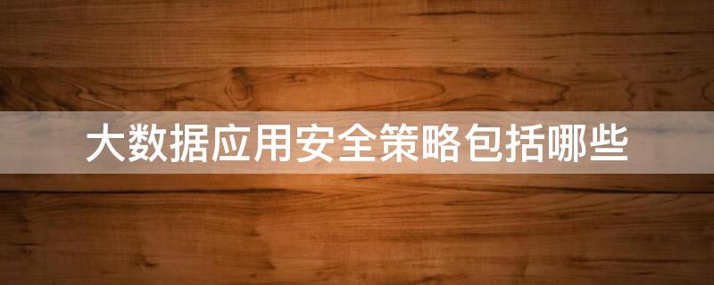 大数据应用安全策略包括哪些 大数据应用安全主要从以下几个方面入手