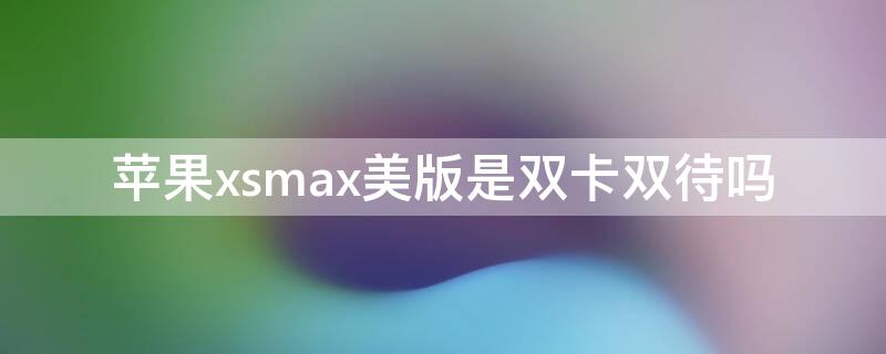 iPhonexsmax美版是双卡双待吗（苹果xs max美版是不是双卡双待的）