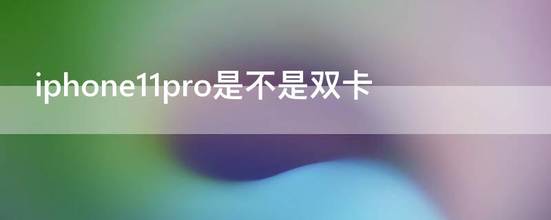 iPhone11pro是不是双卡 iphone11pro 是不是双卡