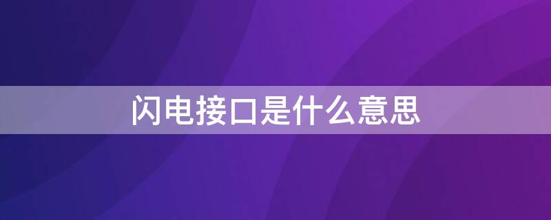 闪电接口是什么意思 闪电接口是啥意思