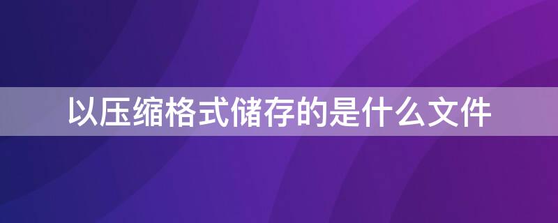 以压缩格式储存的是什么文件（以压缩格式存储的是bmp文件）