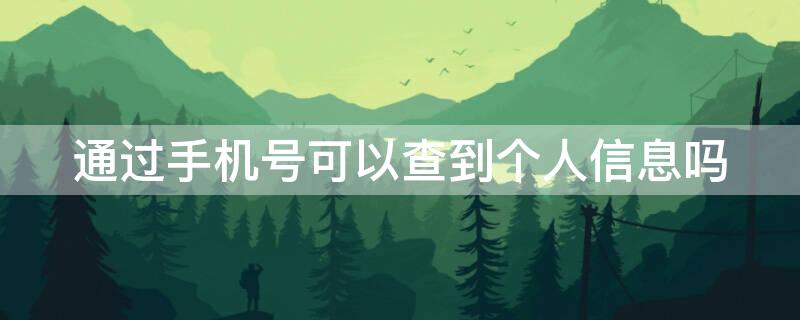 通过手机号可以查到个人信息吗 通过手机号可以查到个人信息吗怎么查