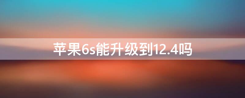 iPhone6s能升级到12.4吗（iphone6s可以升级ios12）