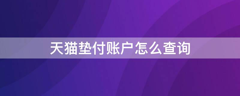 天猫垫付账户怎么查询 天猫垫付账户怎么查询账单