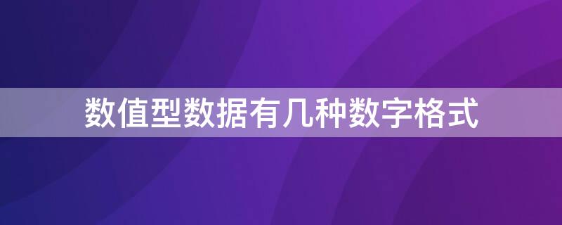 数值型数据有几种数字格式（数值型数据有哪些类型）