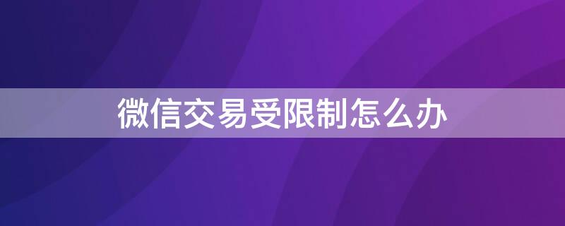 微信交易受限制怎么办（微信交易受限制怎么办呢）