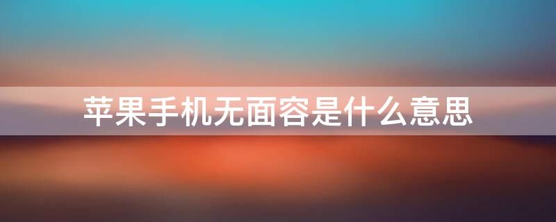 iPhone手机无面容是什么意思 iphone手机无面容是什么意思啊