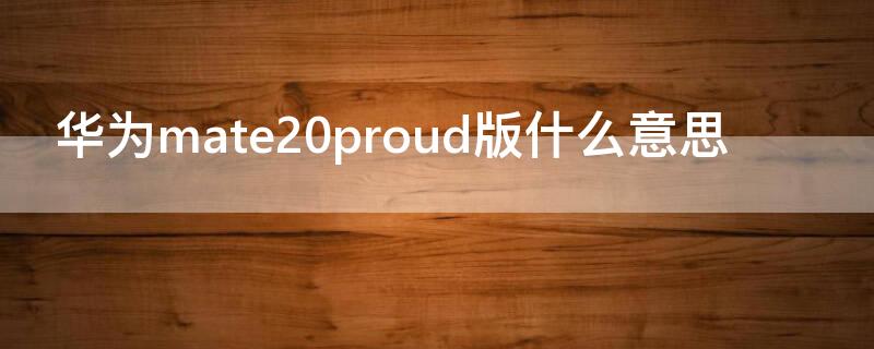 华为mate20proud版什么意思（华为mate20proud版本和普通版本的区别）