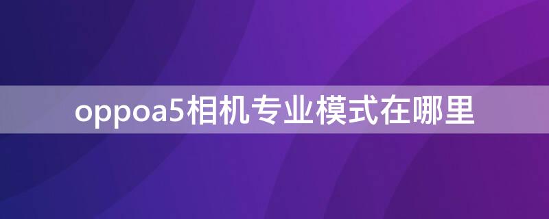 oppoa5相机专业模式在哪里