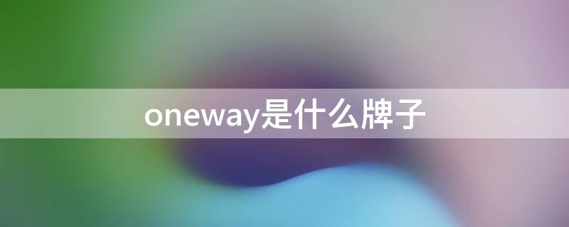 oneway是什么牌子（oneway是什么牌子的服装）