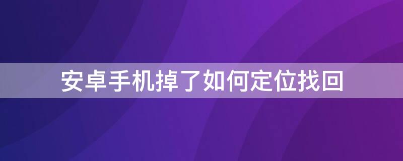 安卓手机掉了如何定位找回（安卓手机掉了如何定位找回手机位置）