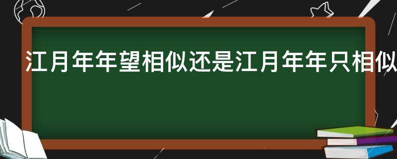 江月年年望相似还是江月年年只相似（江月年年望相似还是只相似?）