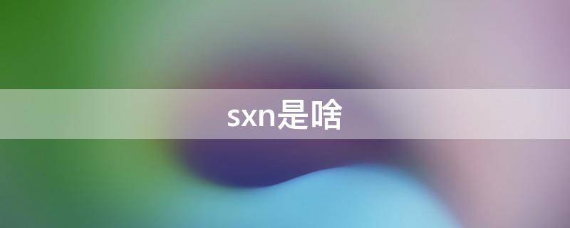 sxn是啥 sxn是啥意思