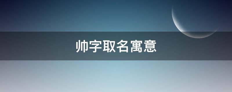 帅字取名寓意（帅字取名字）