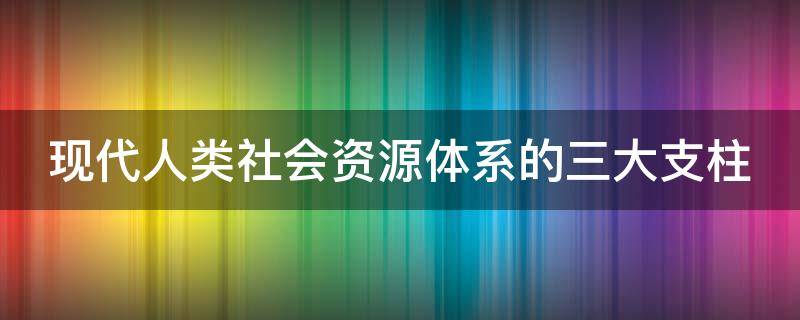 现代人类社会资源体系的三大支柱 现代人类社会资源体系的三大支柱不包括