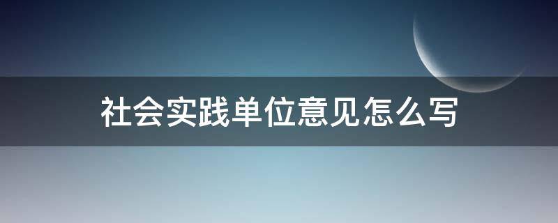 社会实践单位意见怎么写 社会实践单位意见怎么写20字