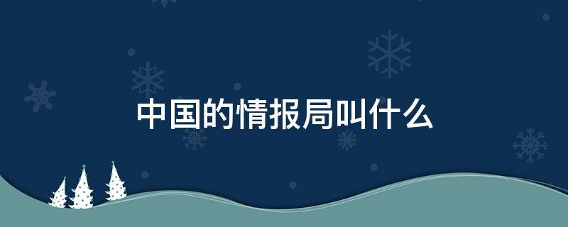 中国的情报局叫什么 中国的情报局叫啥