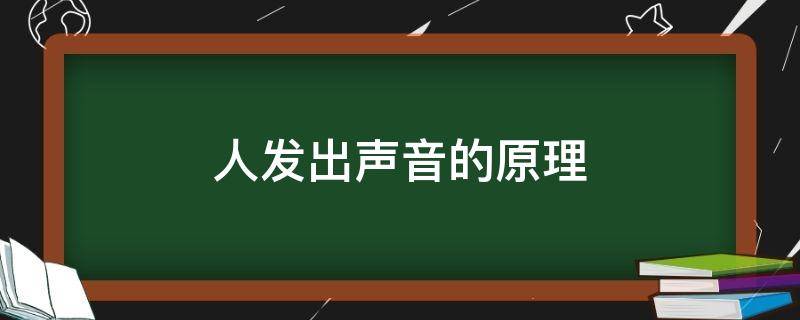 人发出声音的原理（人发出声音的过程）