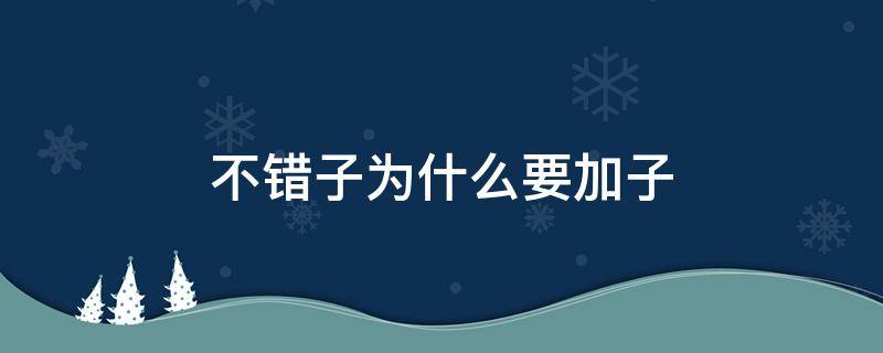 不错子为什么要加子 什么是不错