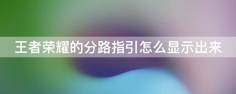 王者荣耀的分路指引怎么显示出来（王者荣耀分路提示怎么打开）