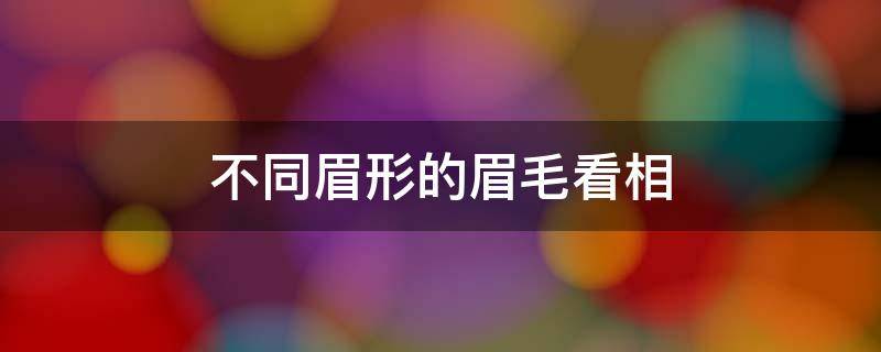 不同眉形的眉毛看相（眉形和面相）