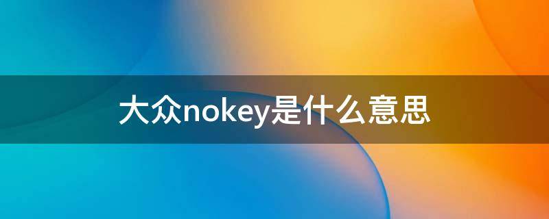 大众nokey是什么意思 大众显示nokey什么情况